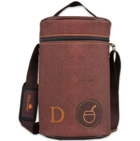 Bolso Matero "calabaza" braun Lederoptik - geschlossene Mate Tasche aus Schaumstoff