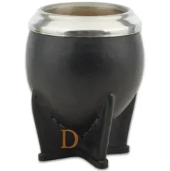 Calabaza TORPEDO forrado en cuero marron/negro (Matebecher aus KÜRBIS mit braunem/schwarzem Leder überzogen)