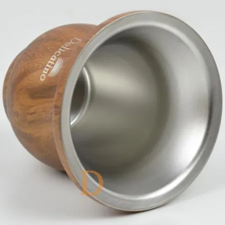 CUIA Edelstahl - Delicatino BRAUN in Holzoptik (doppelwandiger Thermo Becher)