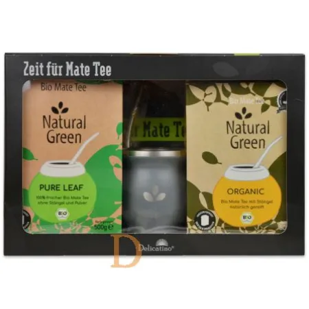Geschenkset Natural Green DUO + Mate Zubehör Edelstahl