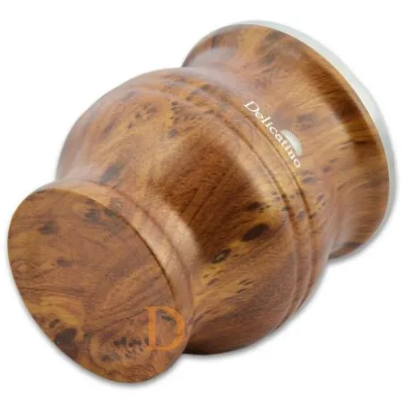 Mate Becher Edelstahl - Delicatino BRAUN in Holzoptik (doppelwandiger Thermo Becher)