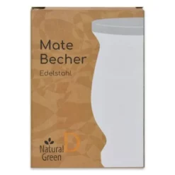 Mate Becher Edelstahl - Natural Green WEIß (doppelwandiger Thermo Becher)