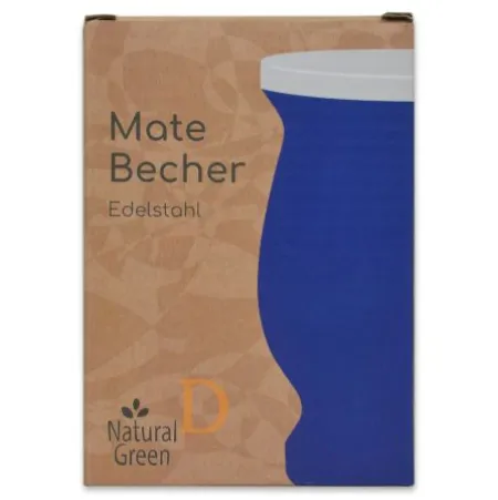 Mate Becher Edelstahl - Natural Green BLAU (doppelwandiger Thermo Becher)