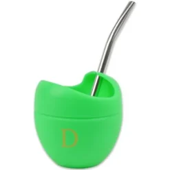 Mate Becher Silikon Delicatino GRÜN - mit Bombilla Cuchara 15,5cm (Extra flexibel)