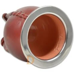 Mate CERAMICA forrado en cuero (Matebecher aus KERAMIK mit braunem Leder überzogen)