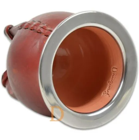 Mate CERAMICA forrado en cuero (Matebecher aus KERAMIK mit braunem Leder überzogen)