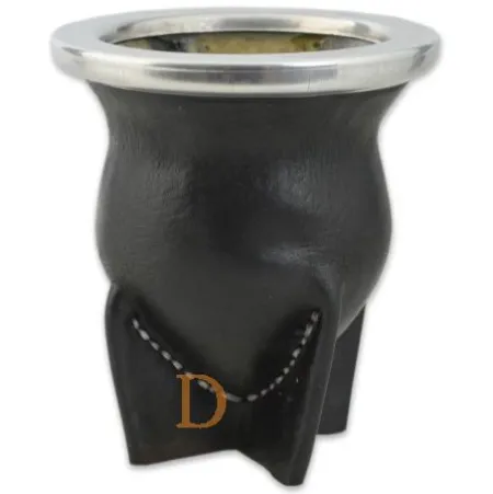 Mate de vidrio forrado en cuero negro (Glasmate mit schwarzem Leder überzogen)