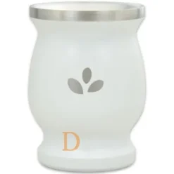 Mate Set Natural Green COOL MINT - EDELSTAHL WEIß (COOL MINT 500g + Mate Becher weiß + Bombila Hexagonal 17cm)