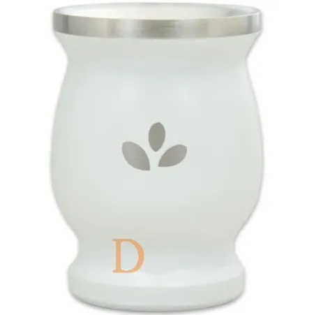 Mate Set Natural Green COOL MINT - EDELSTAHL WEIß (COOL MINT 500g + Mate Becher weiß + Bombila Hexagonal 17cm)