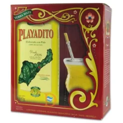 Mate Set Playadito Vidrio (Matebecher aus Glas + Bombilla Alpaca + Playadito 500g)