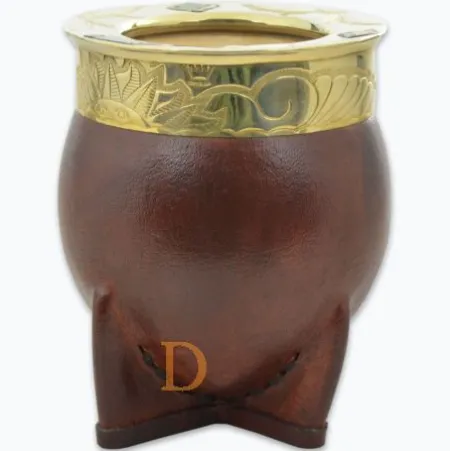 Premium Calabaza IMPERIAL (Matebecher aus KÜRBIS mit Leder überzogen und handverziert)