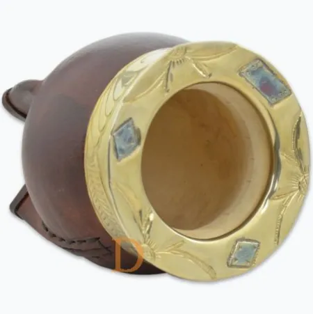 Premium Calabaza IMPERIAL (Matebecher aus KÜRBIS mit Leder überzogen und handverziert)