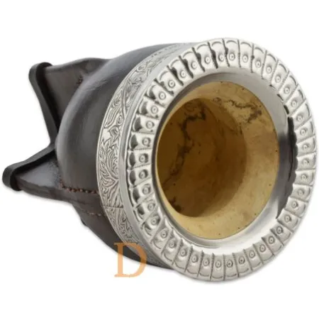 Premium Calabaza IMPERIAL (Matebecher aus KÜRBIS mit Leder überzogen und handverziert)