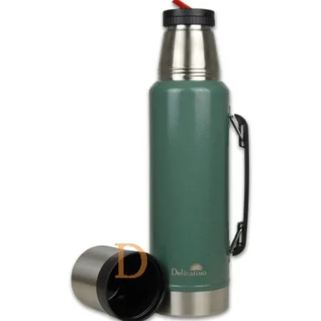 Termo Edelstahl - Delicatino CLASICO 1,2L DUNKELGRÜN (Thermoskanne für Mate Tee)