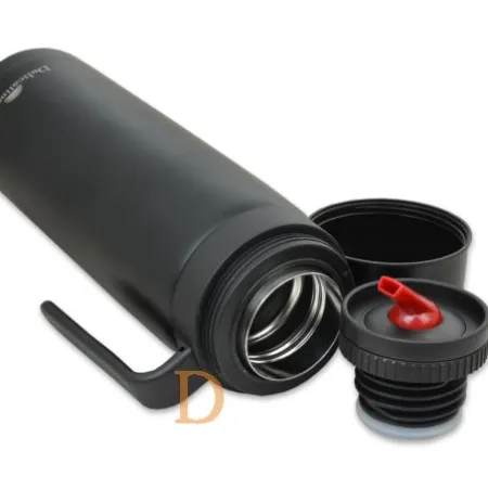 Termo Edelstahl - Delicatino SCHWARZ 1L (Thermoskanne für Mate Tee)