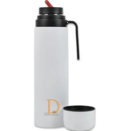 Termo Edelstahl - Delicatino WEIß 1L (Thermoskanne für Mate Tee)