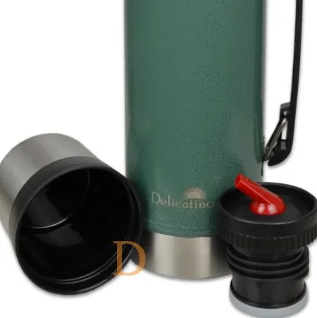 Termo Edelstahl - Delicatino CLASICO 1,2L DUNKELGRÜN (Thermoskanne für Mate Tee)