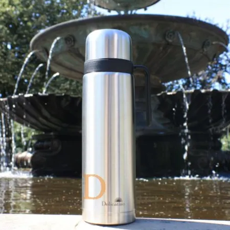 Termo Edelstahl - Delicatino SILBER 1L (Thermoskanne für Mate Tee)