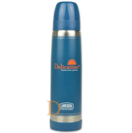 Termo Edelstahl LUMINOX - BLAU 1L (Lumilagro Thermoskanne für Mate Tee)