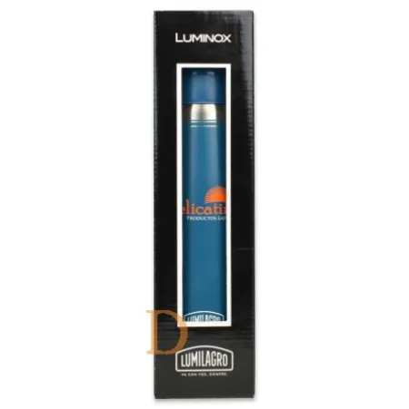 Termo Edelstahl LUMINOX - BLAU 1L (Lumilagro Thermoskanne für Mate Tee)